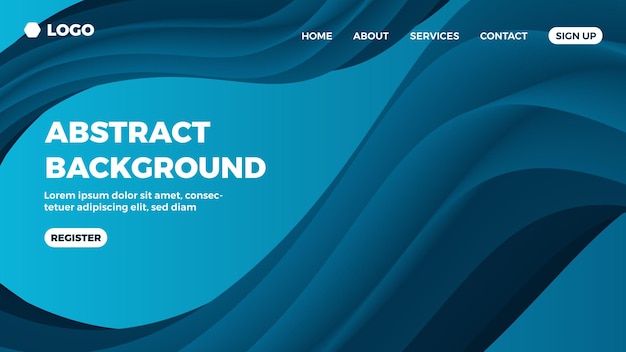 Vektor eine blau-weiße webseite mit blauem hintergrund.