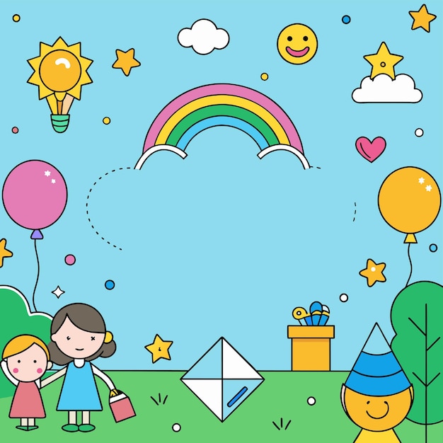 eine Cartoon-Illustration eines Paares und eines Regenbogens mit einem Herz und dem Wort "Love" darauf