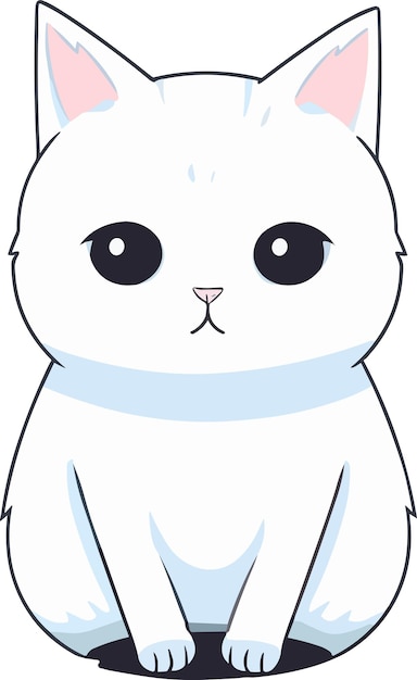 Eine cartoon-zeichnung einer weißen katze mit einem halsband, auf dem „katze“ steht