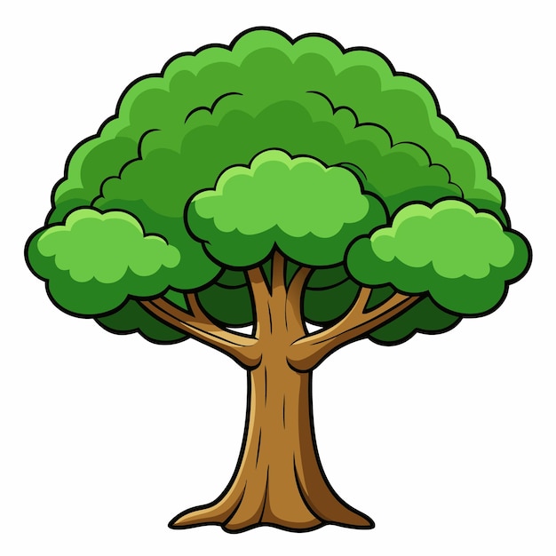 eine Cartoon-Zeichnung eines Baumes mit einem grünen Baum darauf
