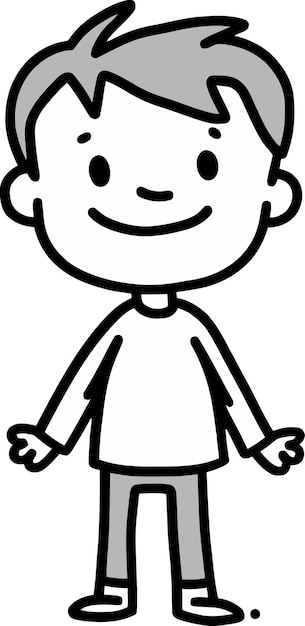 eine Cartoon-Zeichnung eines lächelnden Jungen mit einer Fliege
