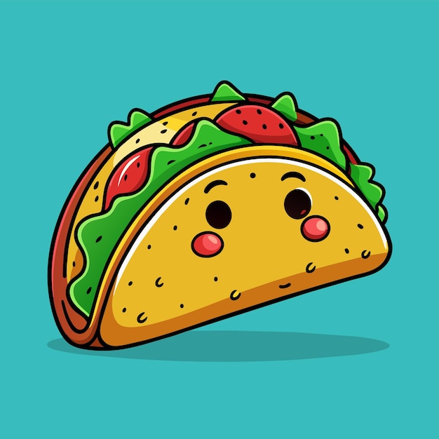 Eine cartoon-zeichnung eines tacos mit einem darauf gezeichneten gesicht