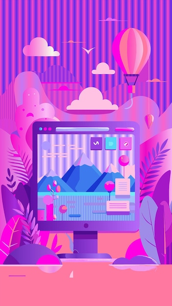 eine digitale Kunst eines Tablets im Stil einer digitalen Kunst mit einem lila Hintergrund