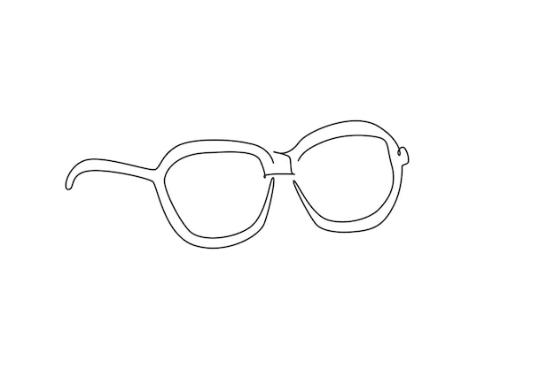 Vektor eine durchgehende strichzeichnung einer modernen sonnenbrille für ein optisches shop-symbol. modestil-brillensymbol