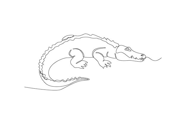 Eine durchgehende Strichzeichnung eines Krokodil-Tierkonzepts Vektorgrafik-Illustration für das Design einer einzelnen Linie