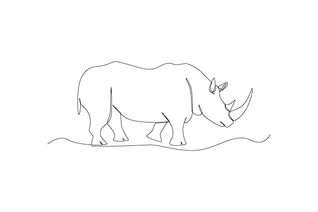 Eine durchgehende strichzeichnung eines nashorn-tierkonzepts vektorgrafik-illustration für das design einer einzelnen linie