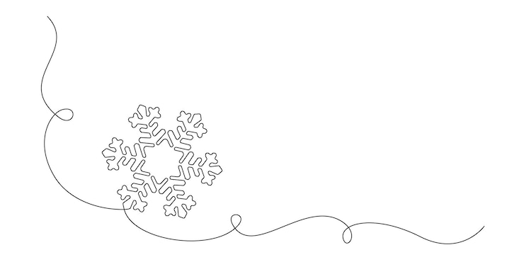 Vektor eine durchgehende strichzeichnung von weihnachtsschneeflocken winterferien und kaltes flockensymbol in einfachem linearem stil urlaubssymbol mit leerem raum in bearbeitbarem strich doodle-vektorillustration