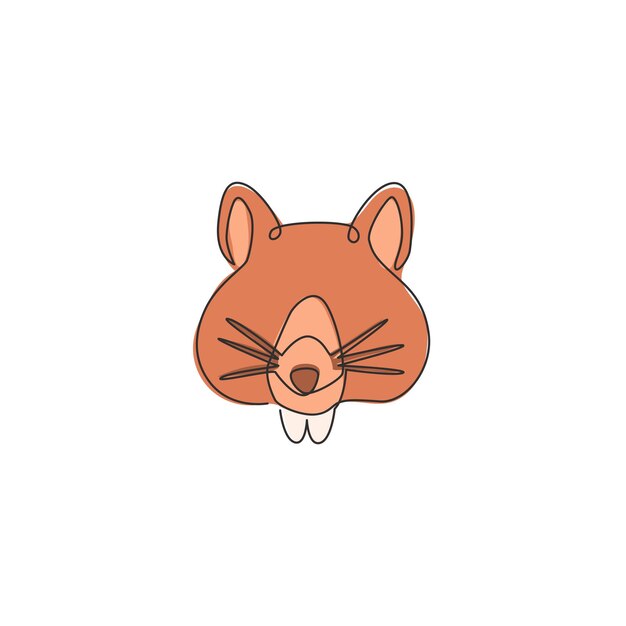 Vektor eine durchgehende zeichnung des entzückenden hamster-logos rattenfamilie tierkonzept für hamster-ikonen