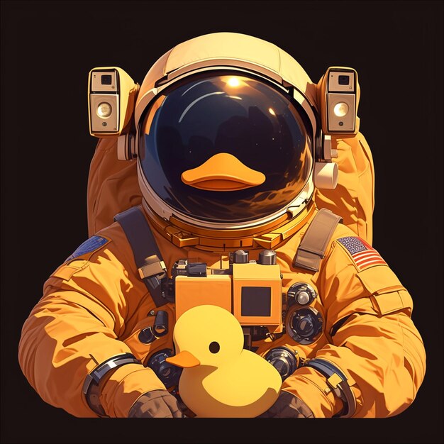 Vektor eine ente-astronaut im zeichentrickfilm-stil