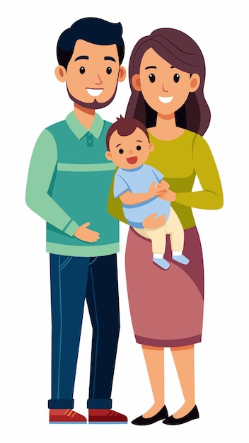 eine Familie mit einem Baby und ein Mann, der ein Baby hält
