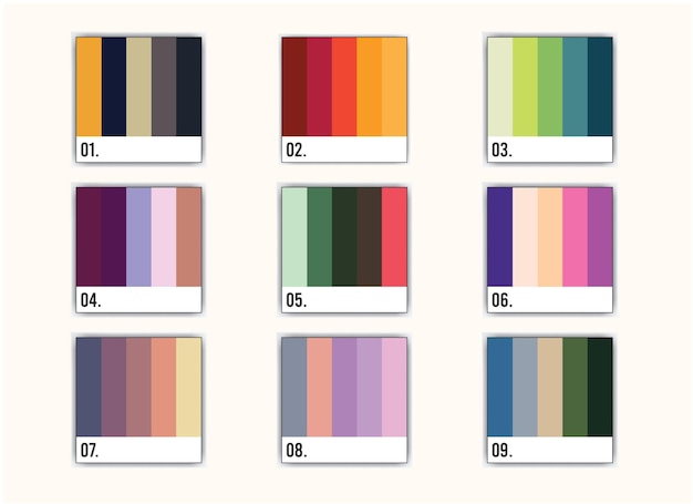 Eine Farbkarte mit den Nummern 9, 9, 9, 9, 8, 8, 8, 8, 8, 8, 8, 8, 8, 8, 8, 8