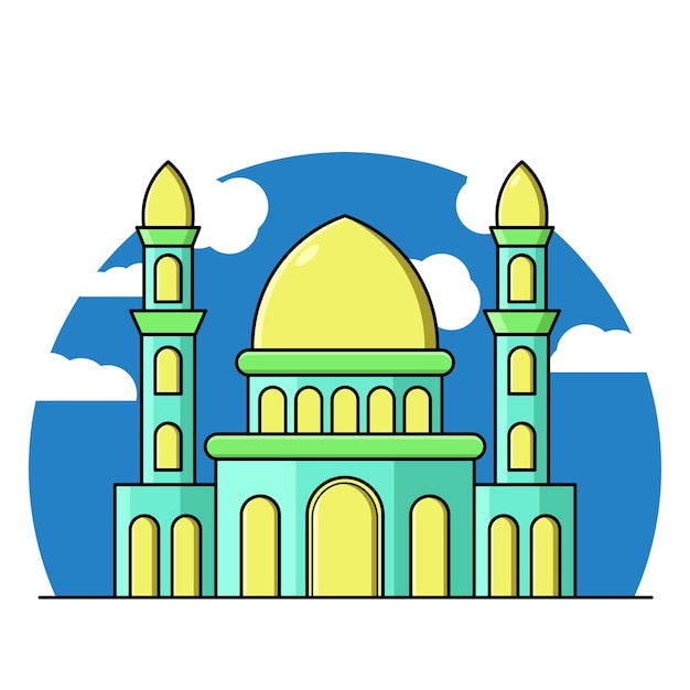 Eine flache designillustration der moschee