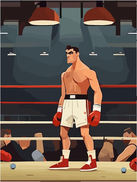 Eine flache illustration eines boxer-charakters