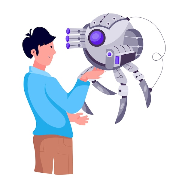 Eine flache illustration eines menschlichen roboters