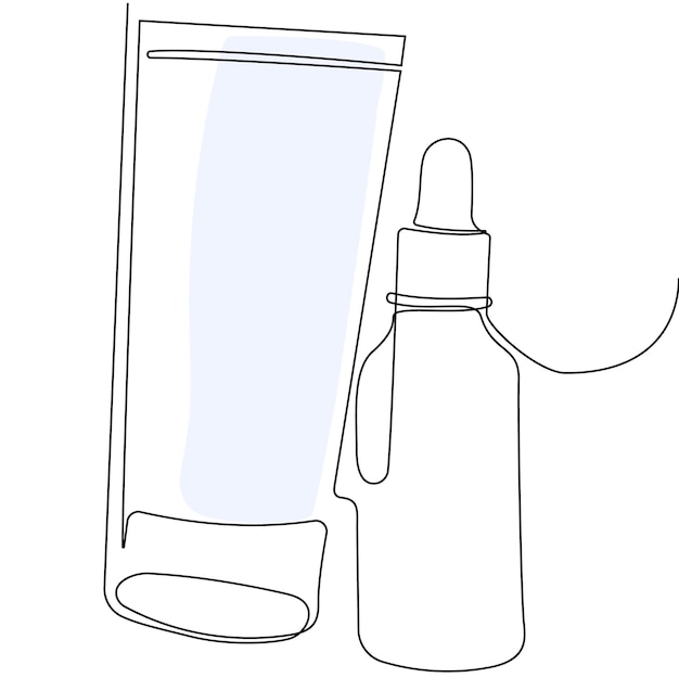 Eine flasche flüssigkeit neben einer flasche flüssigkeit.