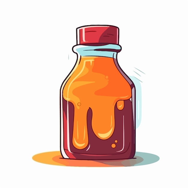 Eine flasche honig mit rotem verschluss.