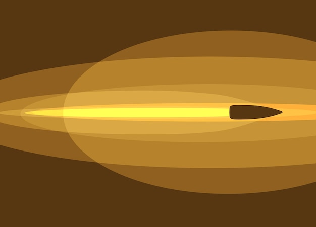 Eine fliegende Kugel in Bewegung mit der feurigen Spur Vektorillustration