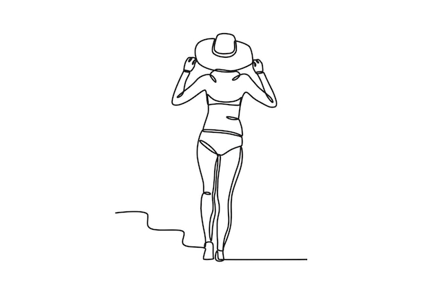 Eine Frau, die schwimmen will Beach Online Zeichnung