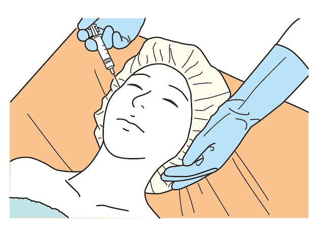 Eine Frau erhält Gesichtsinjektionen in einer Klinik für kosmetische Chirurgie
