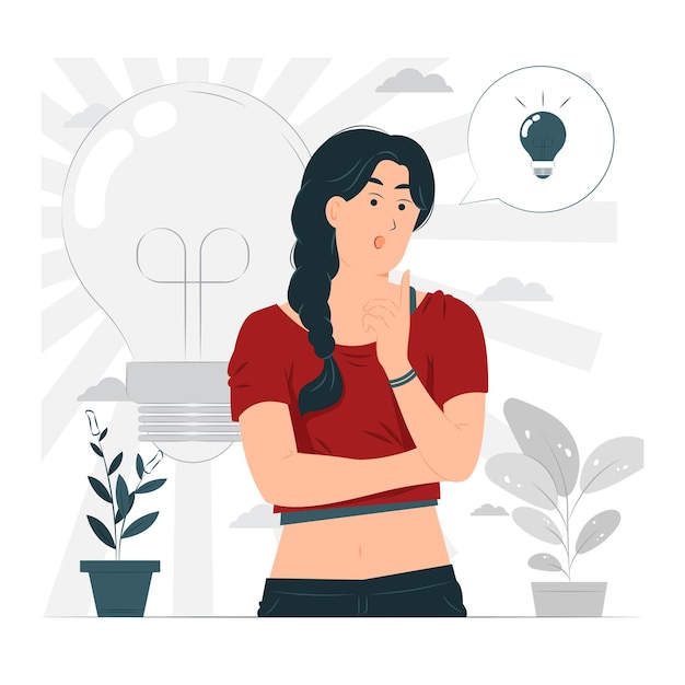 Eine Frau findet ein Ideenkonzept Illustration