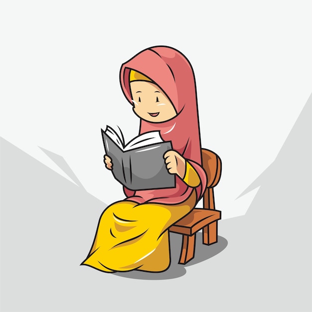 Eine frau im hijab liest ein buch