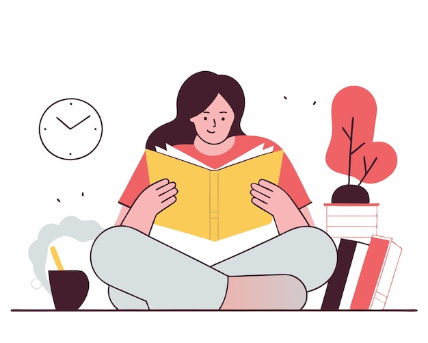 Eine Frau liest eine Konzeptillustration.