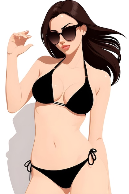 Vektor eine frau trägt eine schwarze bikini-sonnenbrille