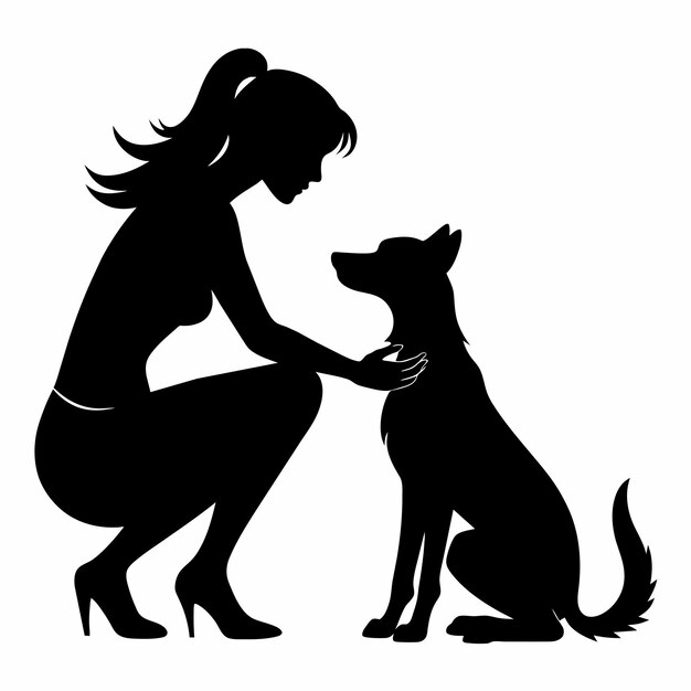 Eine frau und ein hund sitzen nebeneinander