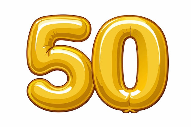 eine gelbe Zahl 50 mit goldenem Hintergrund