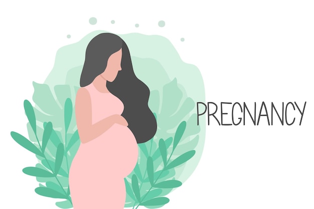 Eine glückliche schwangere frau hält ihren magen schwangerschaft