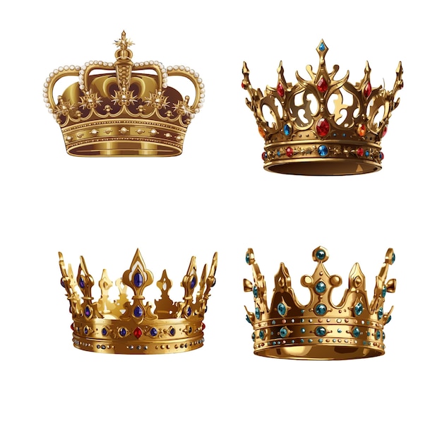eine goldene Krone mit einer Krone und anderen goldenen Kronen