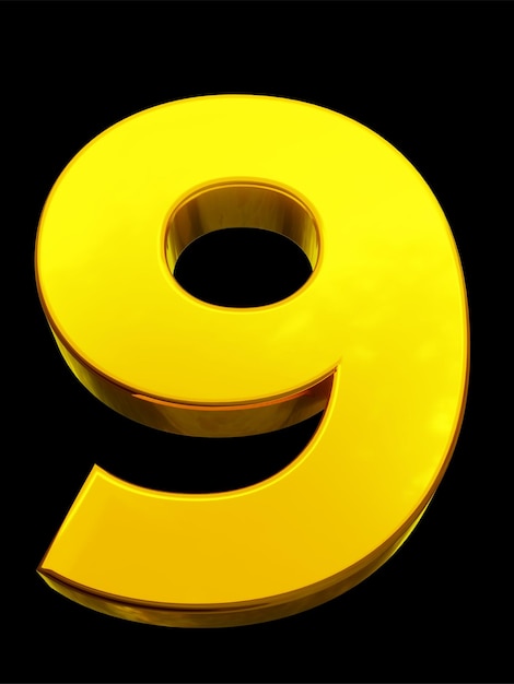 Eine große gelbe Zahl 9 mit schwarzem Hintergrund