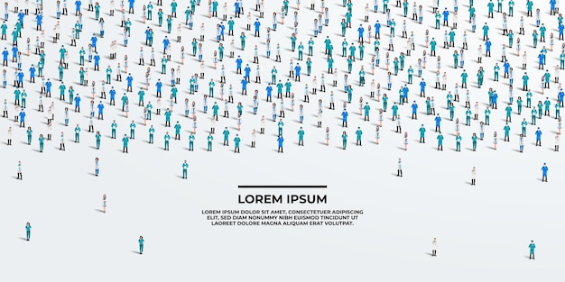 Eine große Gruppe von Ärzten auf weißem Hintergrund Ärzte Menschenmenge nahtloser Hintergrund Arzttag