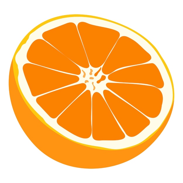 Eine halbierte Orange mit weißem Hintergrund