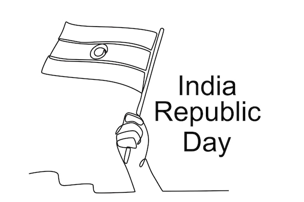 Eine hand, die eine kleine indische flagge schwenkt indische republik-tag online-zeichnung