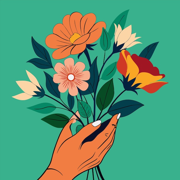 eine Hand, die einen Blumenstrauß hält, auf dem steht blumenquoten