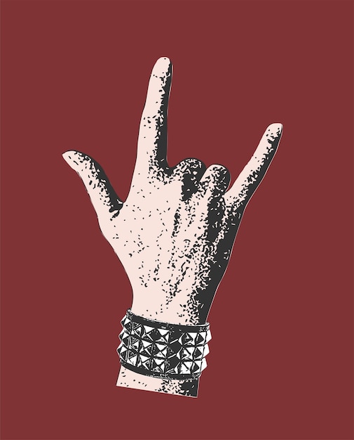 Eine Hand mit einem Schild, auf dem Rock and Roll steht.