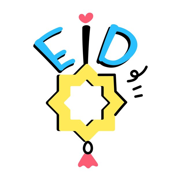 Vektor eine ikone des eid-dekor-doodle-designs