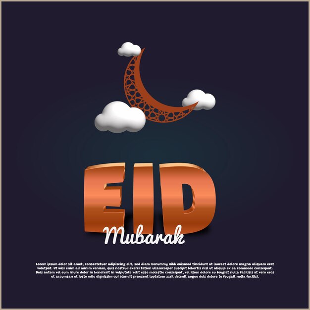 Vektor eine illustration eines mondes und wolken mit eid mubarak darauf geschrieben