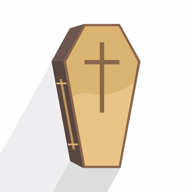 Eine Illustration eines Sarges mit einem Kreuz auf der Oberseite.