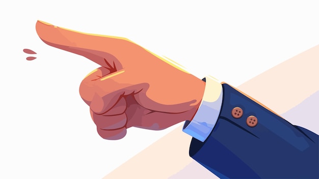 eine Karikatur einer Hand, die auf einen Knopf zeigt, auf den geschrieben ist: Hand zeigt