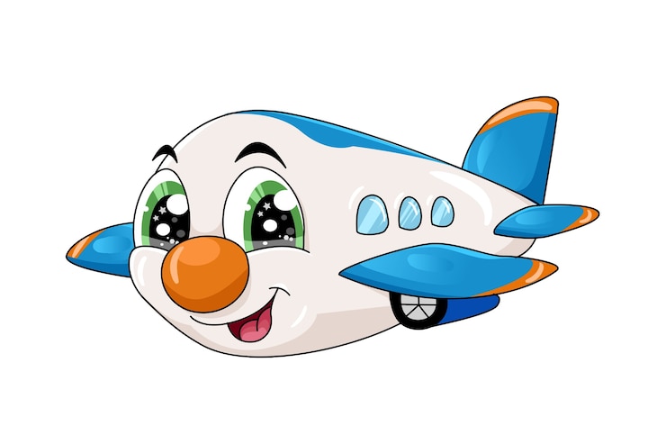 Vektor eine kleine niedliche karikaturflugzeugcharakterillustration