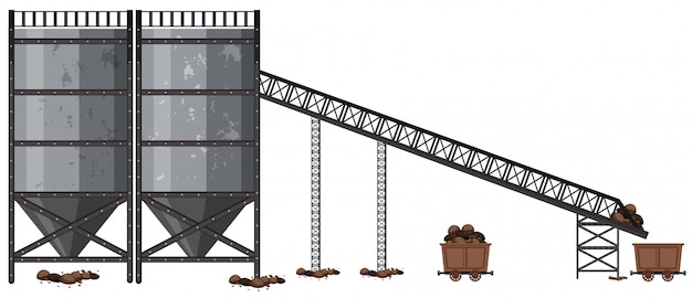 Vektor eine kohlenbergwerksfabrik auf weißem hintergrund