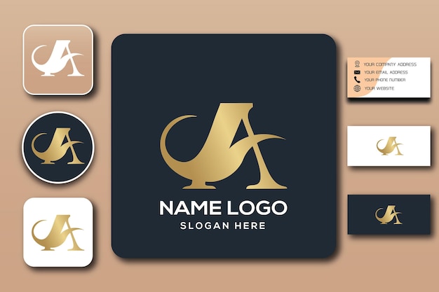 Eine Kombination aus Aladin-Monogramm-Logo-Vorlage, farblich bearbeitbar