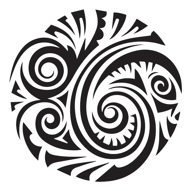 Eine komplizierte Stammes-Tattoo-Illustration in schwarzem Vektor-Design Schönheit der polynesischen Kunst und Kultur