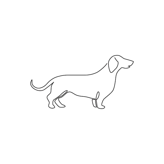 Vektor eine kontinuierliche zeichnung eines liebenswerten dachshund-hundes reinrassiger hund-ikonen-design-vektorillustration