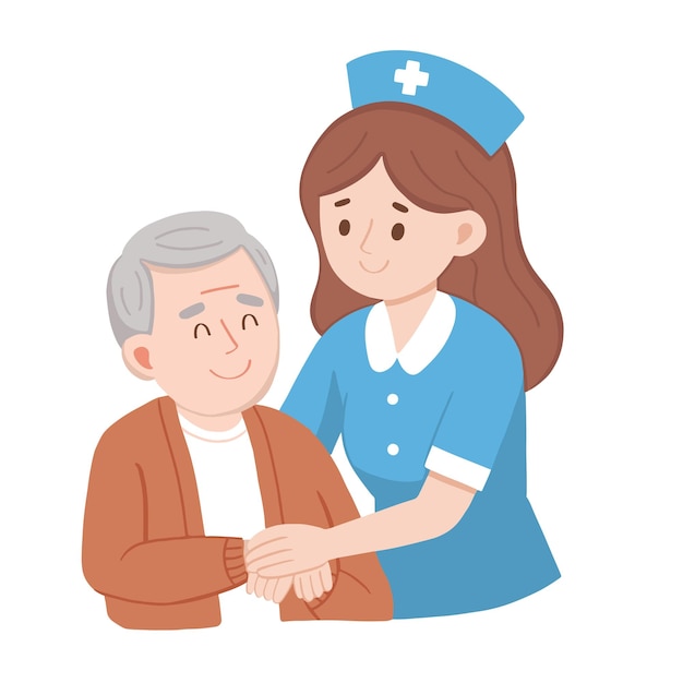 Eine Krankenschwester hilft einem älteren Patienten