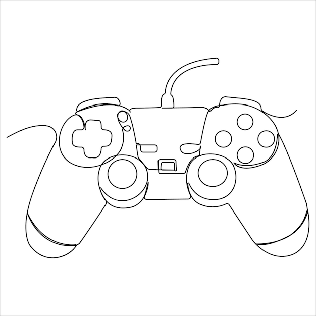 Eine Linie kontinuierliche Zeichnung von Spiel-Controller-Joysticks oder Gamepads Line Art Vektor-Illustration