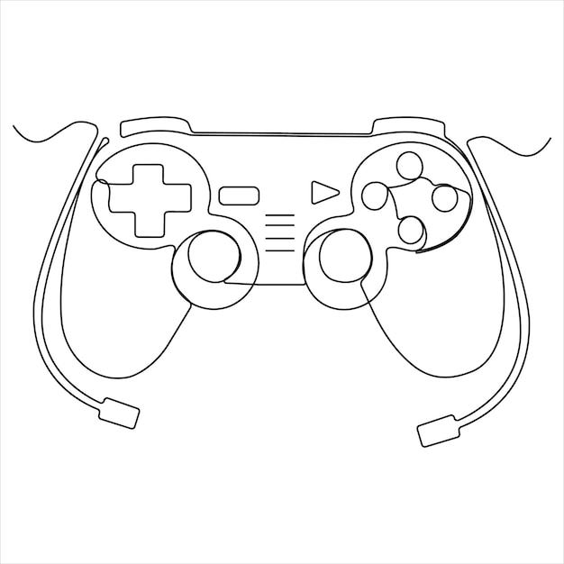 Eine Linie kontinuierliche Zeichnung von Spiel-Controller-Joysticks oder Gamepads Line Art Vektor-Illustration