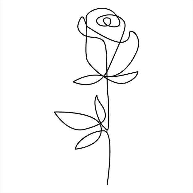Vektor eine linie rose blume minimalismus zeichnung vektor-illustration blumenkunst design